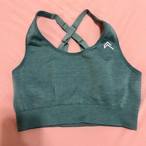Oner Active Green Sports Bra with Crossback Straps